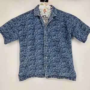 Vintage‎ Fubu x Forever 21 Shirt Mens Medium All Over Print Y2K Blue Collab